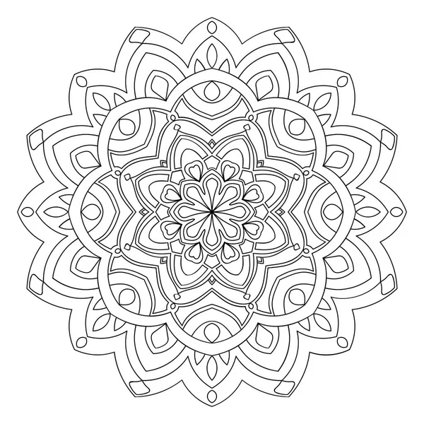 Black Outline Flower Mandala Vintage Decorative Element Ornamental Doodle Flower — Stock Vector