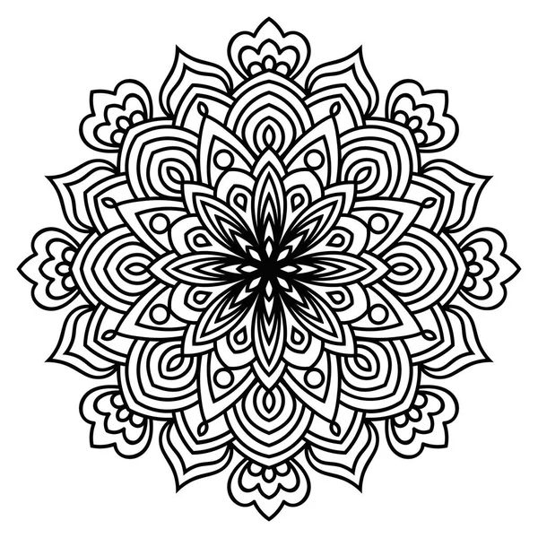Schwarze Umrisse Blume Mandala Vintage Dekoratives Element Ornamentale Runde Doodle — Stockvektor