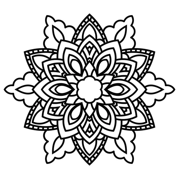 Mandala Aislado Sobre Fondo Blanco Ornamental Flor Garabato Redondo Negro — Archivo Imágenes Vectoriales