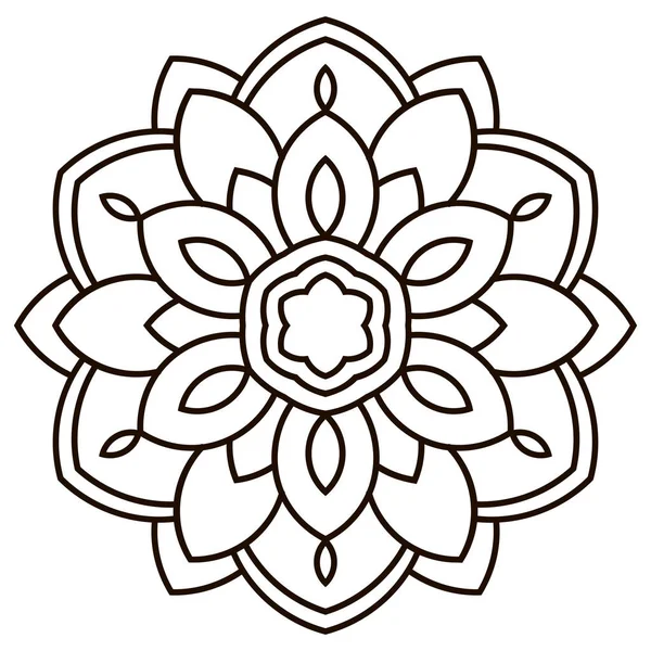 Esquema Mandala Flor Garabato Redonda Ornamental Aislada Sobre Fondo Blanco — Archivo Imágenes Vectoriales