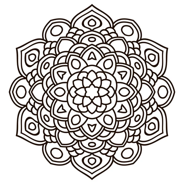 Esquema Mandala Flor Garabato Redonda Ornamental Aislada Sobre Fondo Blanco — Archivo Imágenes Vectoriales