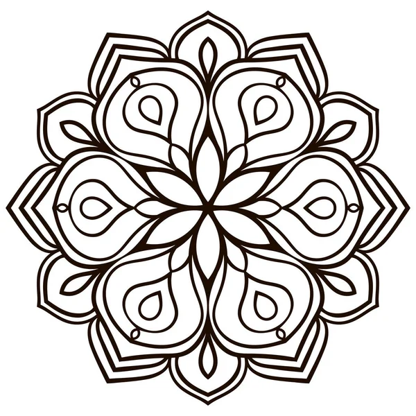 Esboço Mandala Ornamental Redonda Doodle Flor Isolada Sobre Fundo Branco —  Vetores de Stock