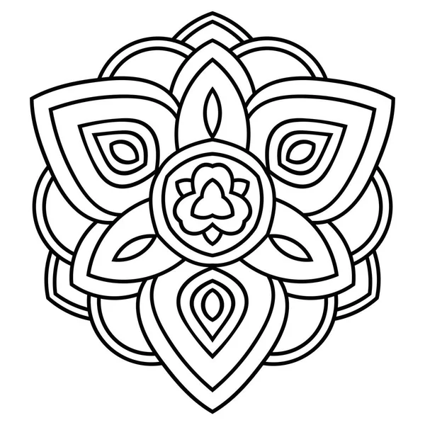 Esquema Mandala Flor Garabato Redonda Ornamental Aislada Sobre Fondo Blanco — Archivo Imágenes Vectoriales