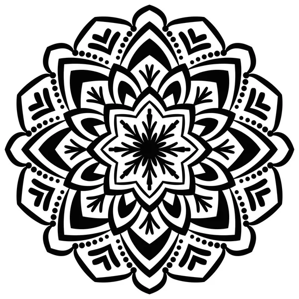 Esboço Mandala Ornamental Redonda Doodle Flor Isolada Sobre Fundo Branco — Vetor de Stock