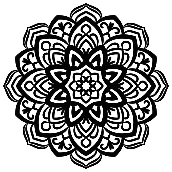 Esboço Mandala Ornamental Redonda Doodle Flor Isolada Sobre Fundo Branco — Vetor de Stock