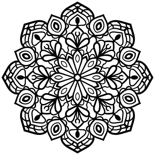 Esboço Mandala Ornamental Redonda Doodle Flor Isolada Sobre Fundo Branco — Vetor de Stock
