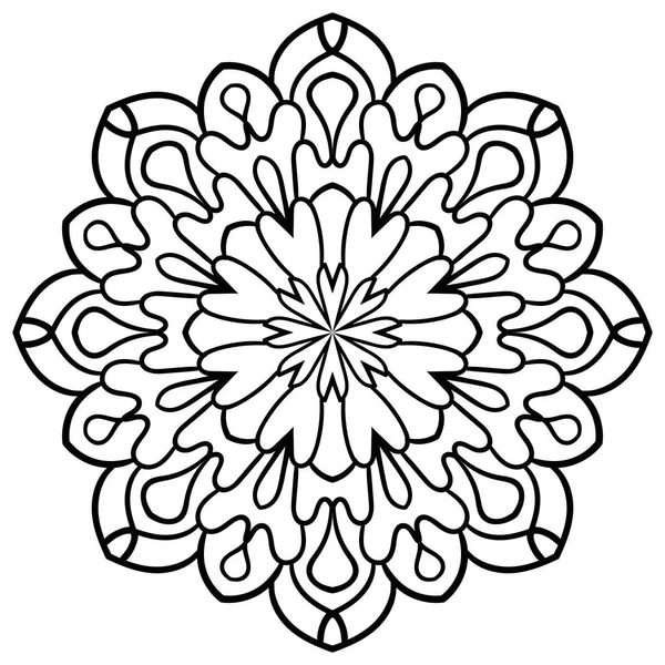 Schets Mandala Decoratieve Ronde Doodle Bloem Geïsoleerd Witte Achtergrond Geometrische — Stockvector