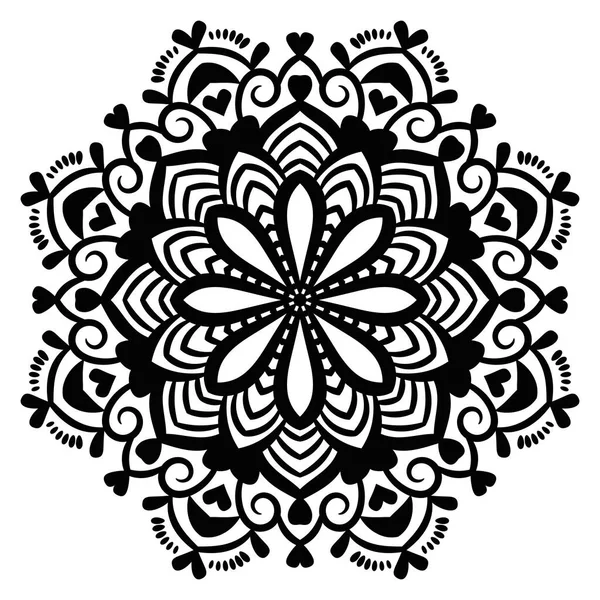 Outline Mandala Ornamental Doodle Flower Isolated White Background Geometric Circle — Stock Vector