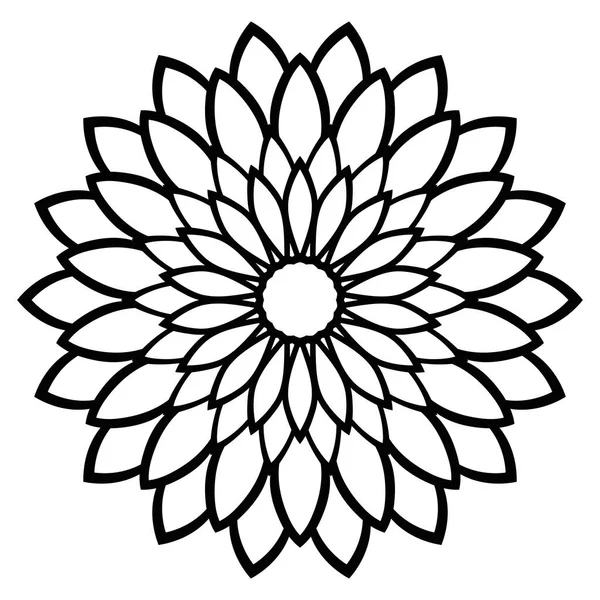 Redogör För Mandala Prydnads Runda Doodle Blomma Isolerad Vit Bakgrund — Stock vektor
