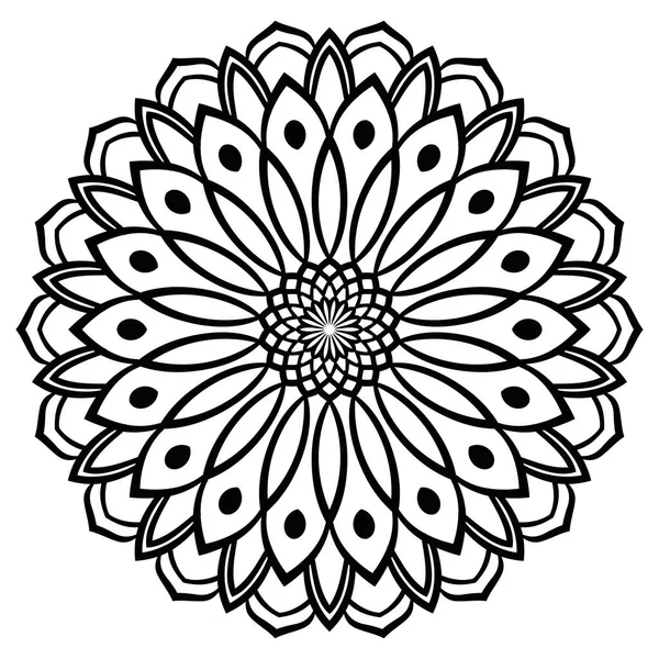 Umriss Mandala Ornamentale Runde Doodle Blume Isoliert Auf Weißem Hintergrund — Stockvektor