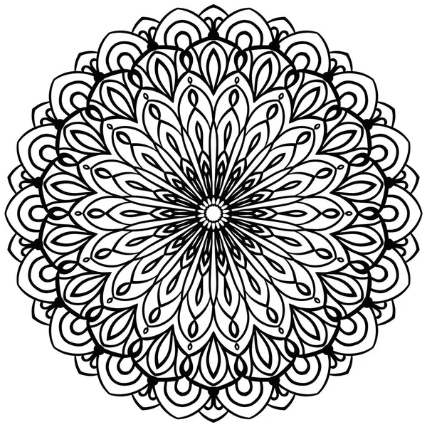 Schets Mandala Decoratieve Ronde Doodle Bloem Geïsoleerd Witte Achtergrond Geometrische — Stockvector