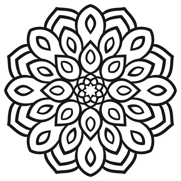 Esboço Mandala Ornamental Redonda Doodle Flor Isolada Sobre Fundo Branco — Vetor de Stock