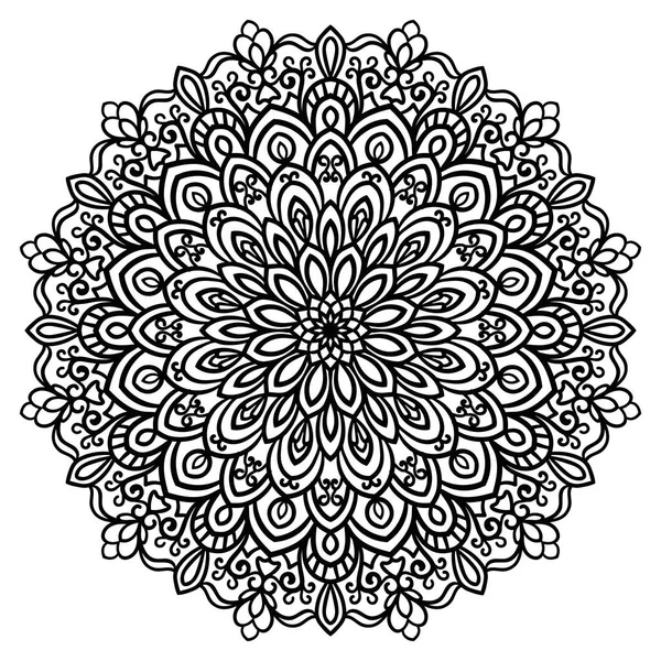 Schets Mandala Decoratieve Ronde Doodle Bloem Geïsoleerd Witte Achtergrond Geometrische — Stockvector