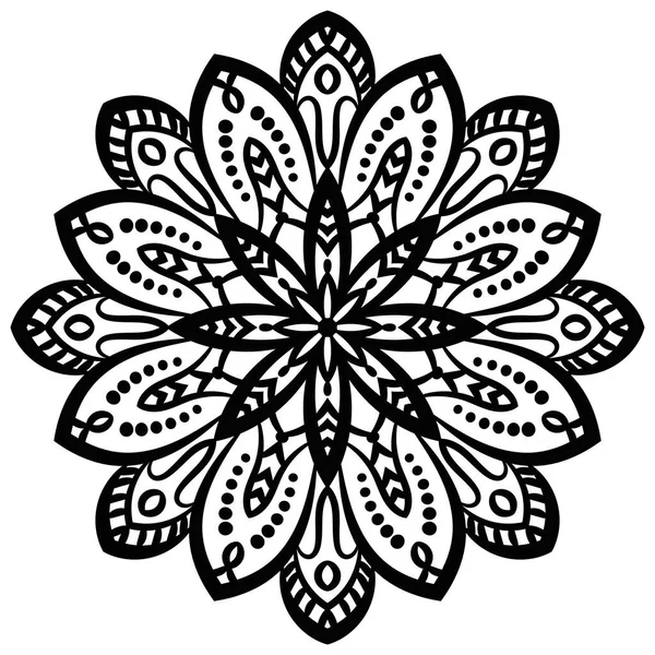 Umriss Mandala Ornamentale Runde Doodle Blume Isoliert Auf Weißem Hintergrund — Stockvektor