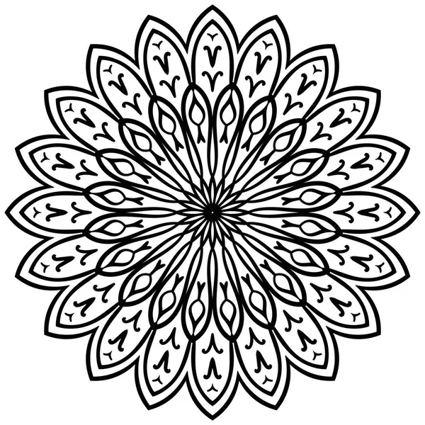 Esboço Mandala Ornamental Redonda Doodle Flor Isolada Sobre Fundo Branco —  Vetores de Stock