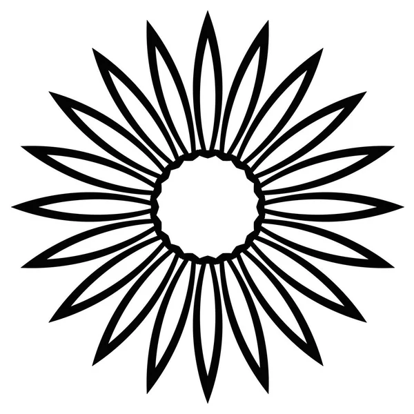 Ana hatlarıyla Mandala. Süslü, yuvarlak karalama çiçeği beyaz arka planda izole edilmiş. Geometrik daire elementi. Vektör illüstrasyonu.