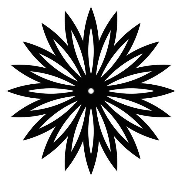 Décrivez Mandala Fleur Ronde Ornementale Gribouillis Isolée Sur Fond Blanc — Image vectorielle