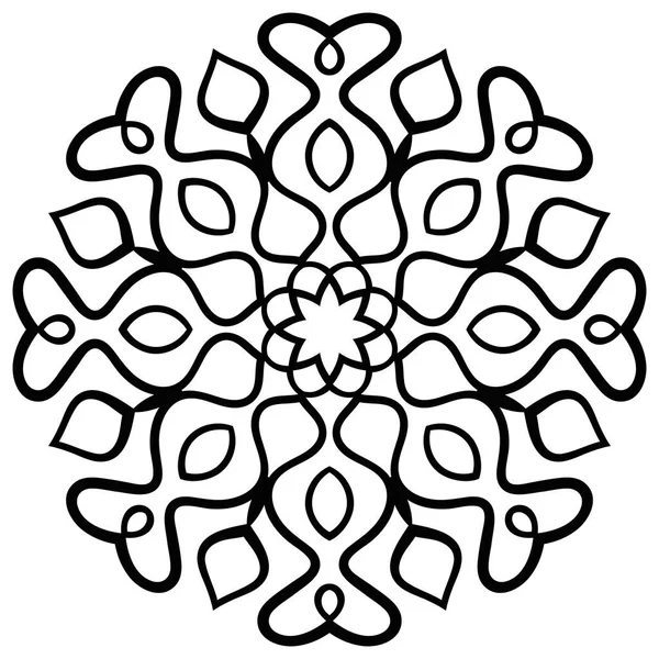Ornamentale Runde Doodle Blume Isoliert Auf Weißem Hintergrund Schwarze Umrisse — Stockvektor