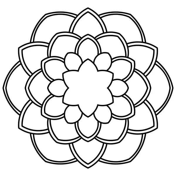 Flor Garabato Redonda Ornamental Aislada Sobre Fondo Blanco Mandala Contorno — Archivo Imágenes Vectoriales