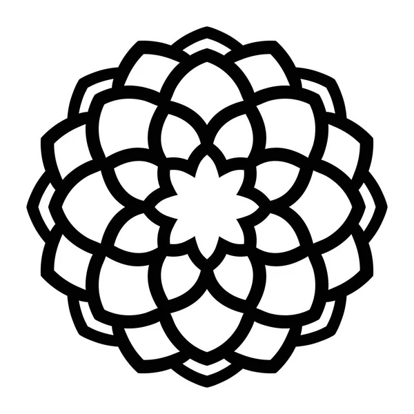 Flor Garabato Redonda Ornamental Aislada Sobre Fondo Blanco Mandala Contorno — Archivo Imágenes Vectoriales