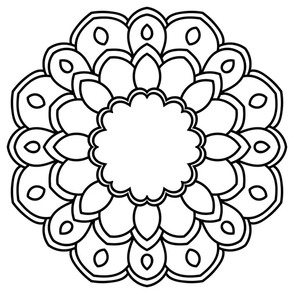 Flor Garabato Redonda Ornamental Aislada Sobre Fondo Blanco Mandala Contorno — Archivo Imágenes Vectoriales