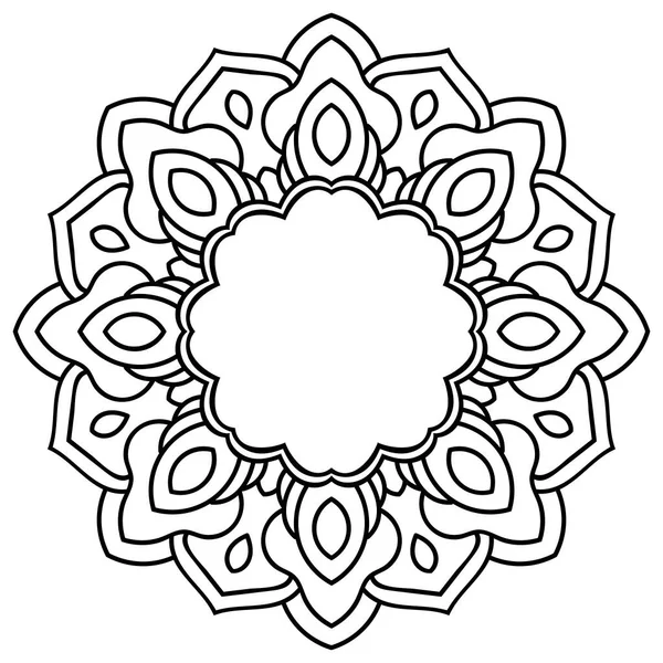 Flor Garabato Redonda Ornamental Aislada Sobre Fondo Blanco Mandala Contorno — Archivo Imágenes Vectoriales