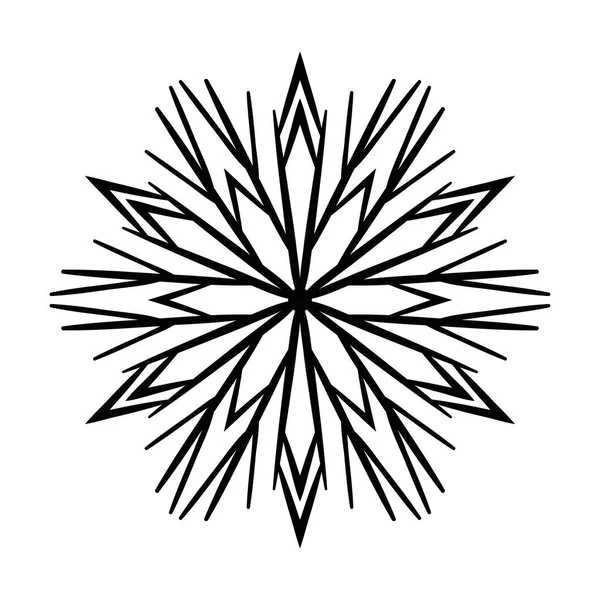 Fleur Ronde Ornementale Gribouillis Isolée Sur Fond Blanc Mandala Contour — Image vectorielle