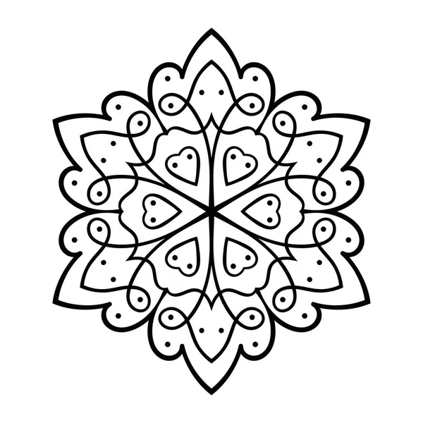 Ornamental Redonda Doodle Flor Isolada Sobre Fundo Branco Mandala Contorno — Vetor de Stock