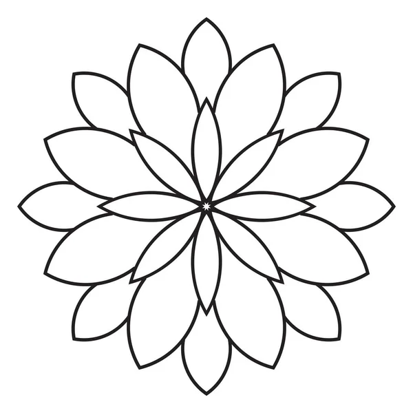 Zwarte Sierlijke Ronde Doodle Bloem Geïsoleerd Witte Achtergrond Schets Mandala — Stockvector