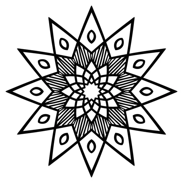 Mandala Isolado Fundo Branco Ornamental Flor Redonda Preta Doodle Isolado — Vetor de Stock