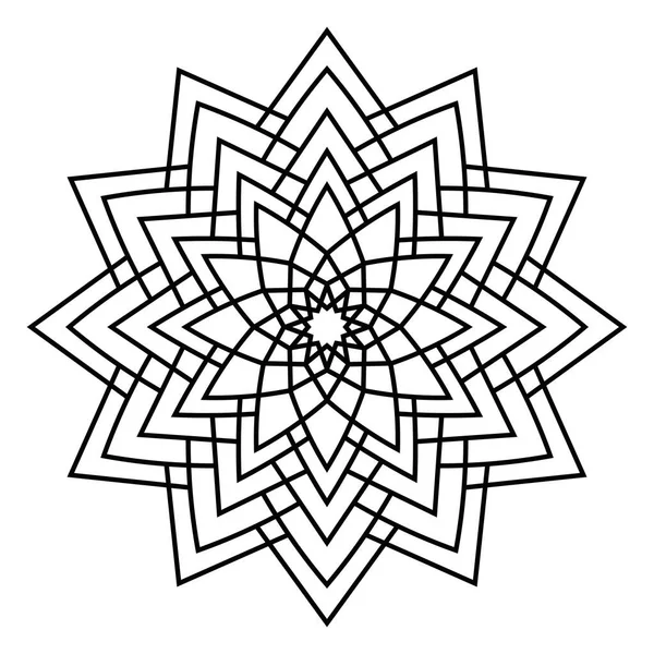 Mandala Isoliert Auf Weißem Hintergrund Ornamentale Schwarze Runde Doodle Blume — Stockvektor