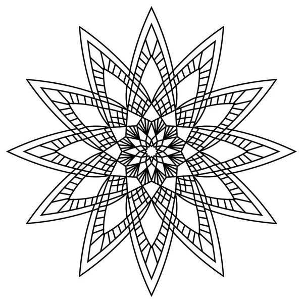 Мандала Изолирован Белом Фоне Орнаментальный Черный Круглый Душистый Цветок Изолированный — стоковый вектор