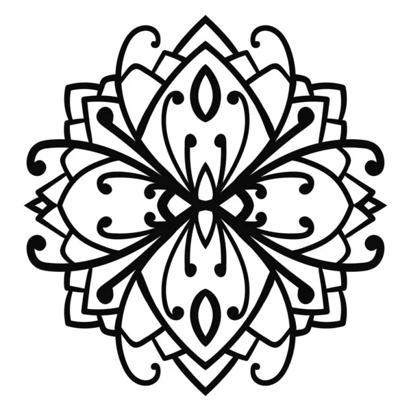 Ornamental Redonda Doodle Flor Isolada Sobre Fundo Branco Mandala Contorno — Vetor de Stock