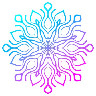 Renkli eğimli yuvarlak element. Mandala. Süslü karalama çiçeği beyaz arka planda izole edilmiş. Vektör illüstrasyonu.