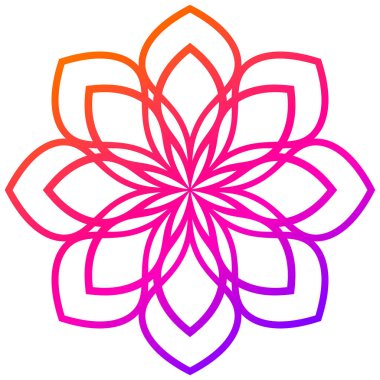 Renkli eğimli yuvarlak element. Mandala. Süslü karalama çiçeği beyaz arka planda izole edilmiş. Vektör illüstrasyonu.