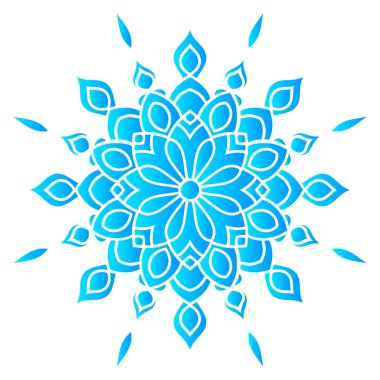 Beyaz arkaplanda mavi kar tanesi simgesi izole edildi. Vektör illüstrasyonu. 