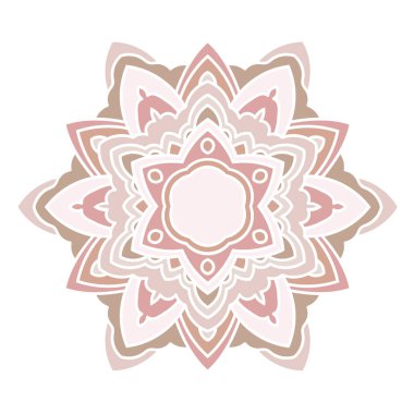 Süslü, yuvarlak karalama çiçeği beyaz arka planda izole edilmiş. Siyah hatlı mandala. Geometrik daire elementi. Vektör illüstrasyonu.