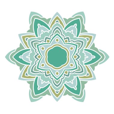 Süslü, yuvarlak karalama çiçeği beyaz arka planda izole edilmiş. Siyah hatlı mandala. Geometrik daire elementi. Vektör illüstrasyonu.