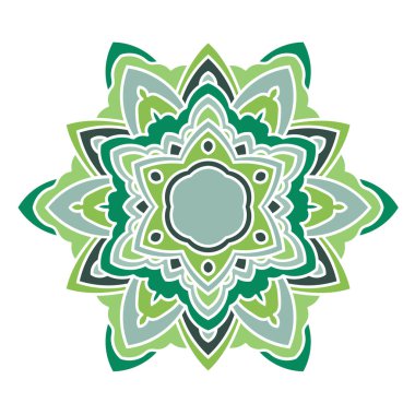 Süslü, yuvarlak karalama çiçeği beyaz arka planda izole edilmiş. Siyah hatlı mandala. Geometrik daire elementi. Vektör illüstrasyonu.