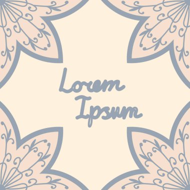 Metnin için boş alanı olan soyut mandala çiçek çerçevesi broşürü. Çiçek arkaplan. Vektör illüstrasyonu.