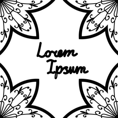 Metnin için boş alanı olan soyut mandala çiçek çerçevesi broşürü. Çiçek arkaplan. Vektör illüstrasyonu.