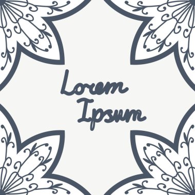 Metnin için boş alanı olan soyut mandala çiçek çerçevesi broşürü. Çiçek arkaplan. Vektör illüstrasyonu.