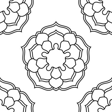 Süslü mandala ile kusursuz bir şablon. Soyut yuvarlak karalama çiçek arkaplanı. Çiçekli geometrik çember. Vektör illüstrasyonu.  