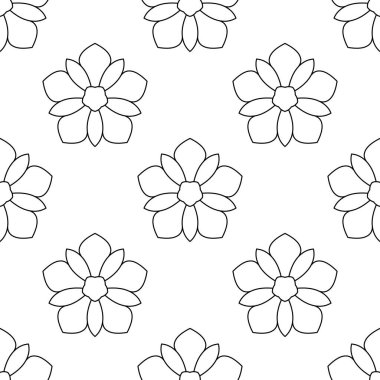 Süslü mandala ile kusursuz bir şablon. Soyut yuvarlak karalama çiçek arkaplanı. Çiçekli geometrik çember. Vektör illüstrasyonu.  