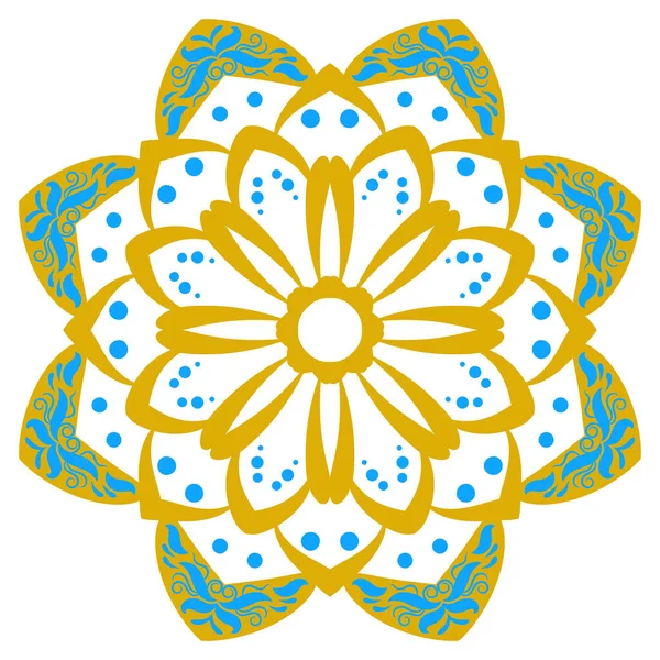 Mandala Ornamentale Runde Doodle Blume Isoliert Auf Weißem Hintergrund Geometrisches — Stockvektor