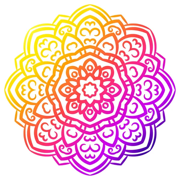 Mandala Colorido Flor Garabato Redonda Ornamental Aislada Sobre Fondo Blanco — Archivo Imágenes Vectoriales