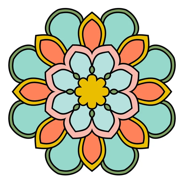 Esquema Mandala Flor Garabato Redonda Ornamental Aislada Sobre Fondo Blanco — Archivo Imágenes Vectoriales