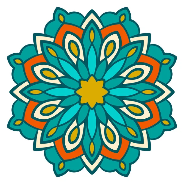 Mandala Fleurs Colorées Ornement Rond Doodle Élément Floral Isolé Sur — Image vectorielle