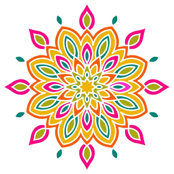 Flor Mandala Abstracta Colorida Aislada Sobre Fondo Blanco Ilustración Vectorial — Archivo Imágenes Vectoriales