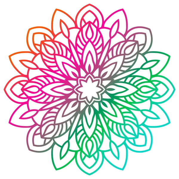 Siyah çizgili çiçek mandala. Klasik dekoratif unsur. Süslü, yuvarlak karalama çiçeği beyaz arka planda izole edilmiş. Geometrik daire elementi. Vektör illüstrasyonu.